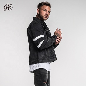 Chaqueta vaquera <span class=keywords><strong>de</strong></span> <span class=keywords><strong>hombre</strong></span> teñida Lisa <span class=keywords><strong>negra</strong></span> con diseño <span class=keywords><strong>de</strong></span> manga a la moda - Product Image 5