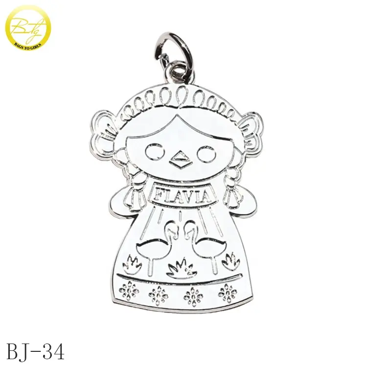 Breloques de suspension en métal pour bracelet, accessoires de bijoux imprimés, logo de dessin animé, couleur argent et personnalisé, pièces