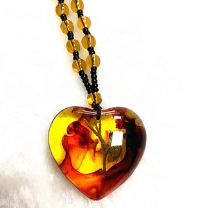 Collana con Ciondolo <span class=keywords><strong>in</strong></span> <span class=keywords><strong>Ambra</strong></span> <span class=keywords><strong>Naturale</strong></span> con Fossili Vegetali, Nuovo Stile Europeo e Americano - Product Image 5