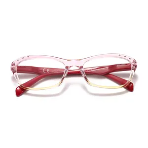 anti blue light blocking with rhinestone women pink wholesale reading glasses