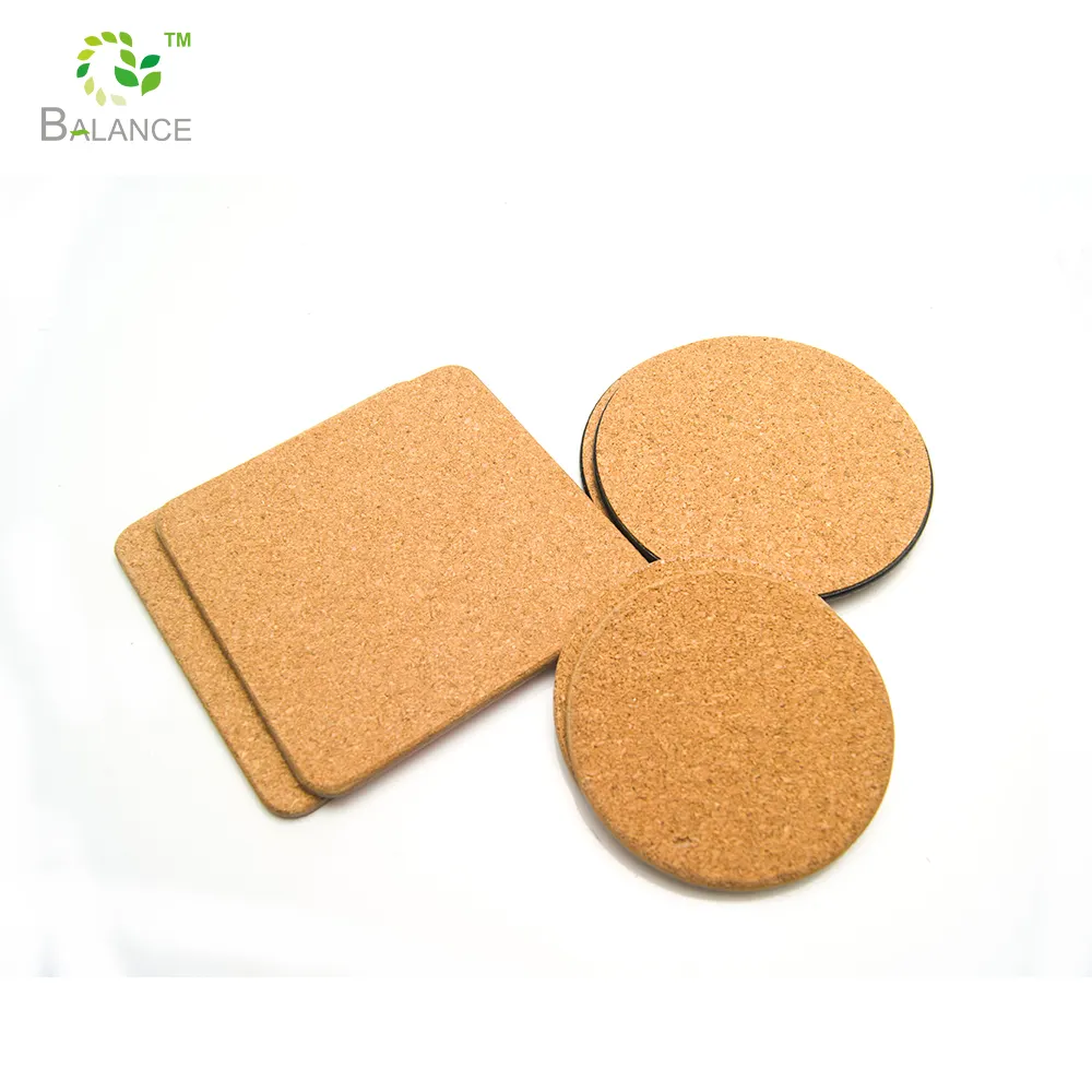Natural ceramic hexagon square blank set wood custom print round nordic wooden drink cork pads coaster for drinks