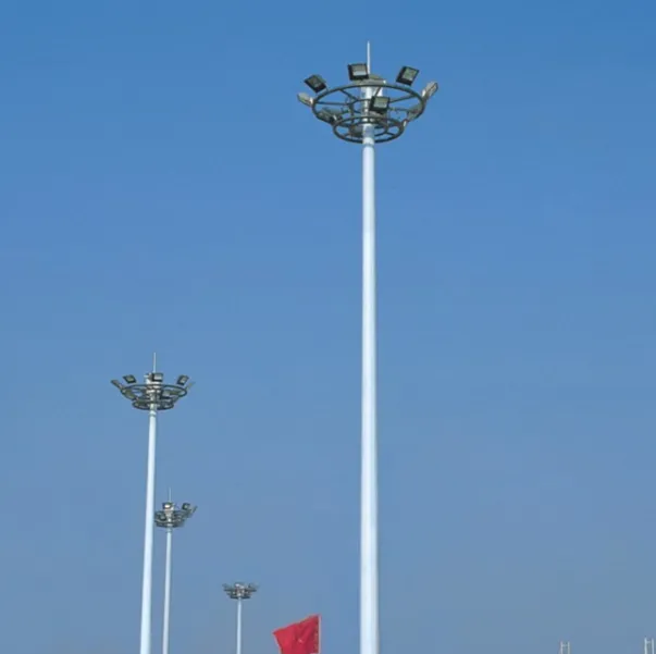 Iluminação polonês do alvo do aço galvanizado 25m com lâmpadas led