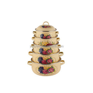 5pc/set Special Kitchen Accessories Enamel Mussel Pot with Enamel Lid Mussel Pot Coating Enamel Casserole
