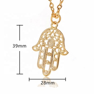 MECYLIFE acero inoxidable de alta calidad amuleto talismán mano de Fatima Collar chapado en oro collar de mano <span class=keywords><strong>Hamsa</strong></span> - Product Image 4