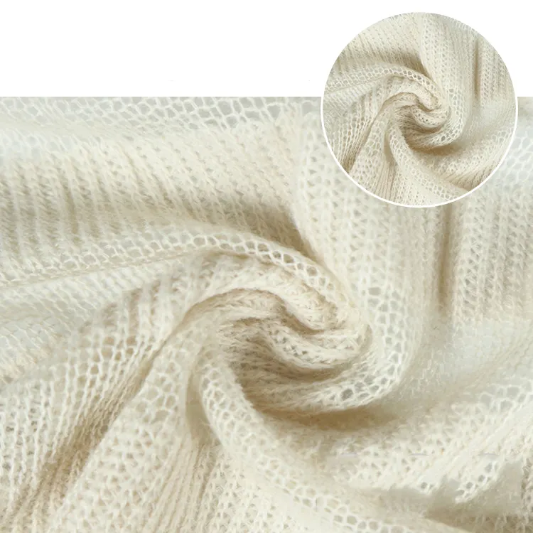 Suéter de tela para mujer, tejido de poliéster, acrílico, mezcla de rayón, cálido, térmico, blanco, suelto, lote disponible