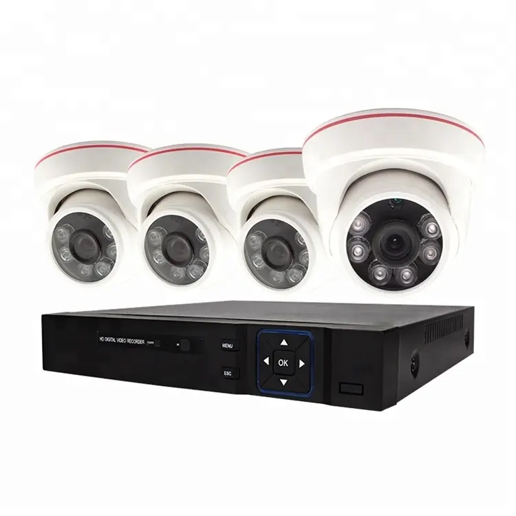 Jauh home surveillance sistem keamanan cctv kit dvr 4 kamera ahd dome