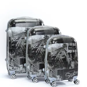 Factory OEM ODM print 20 24 28inch suitcase 4 spinner 360 degree wheels hard 3pcs set ABS PC trolley luggage