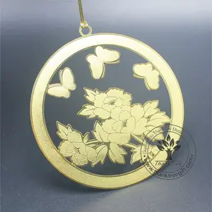 Metalen ets craft 24 k vergulde bloem messing Kerst ornament