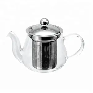 Trung Quốc Sản Xuất Borosilicate Thủy Tinh Ấm Trà Với Infuser, Bộ Trà Với Ấm Trà, Thép Không Gỉ Ấm Trà