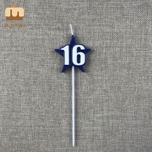 Bougie d'art en cire de paraffine Chine Star numéro <span class=keywords><strong>16</strong></span> pour gâteau d'anniversaire, faite à la main - Product Image 4