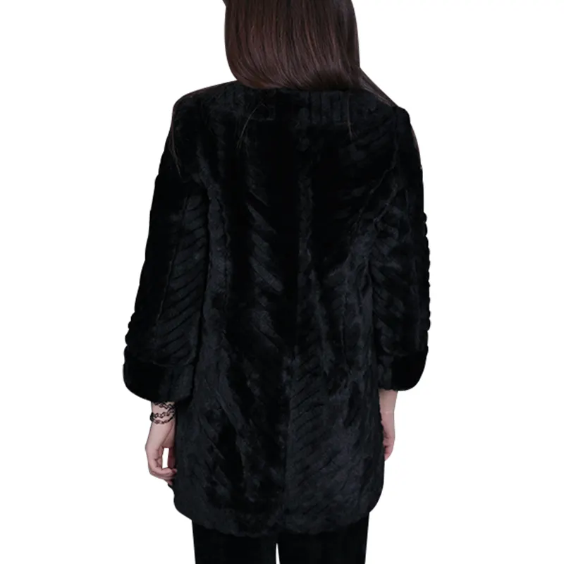 Varie Dimensioni prezzo di costo 100% acrilico delle donne di inverno faux fur and leather jacket abbigliamento