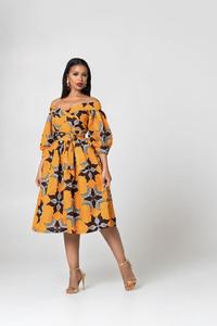 Produttore di abbigliamento Logo personalizzato di alta qualità nuove signore di <span class=keywords><strong>moda</strong></span> con spalle scoperte scollo a V <span class=keywords><strong>oversize</strong></span> donne africane vestito stampa cera - Product Image 2