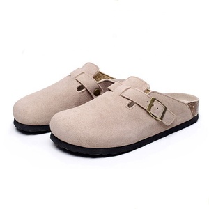 Zoccoli da <span class=keywords><strong>donna</strong></span> in pelle scamosciata di mucca di alta qualità sandali da esterno per interni pantofole con suola in <span class=keywords><strong>sughero</strong></span> sottopiede in vera pelle - Product Image 4