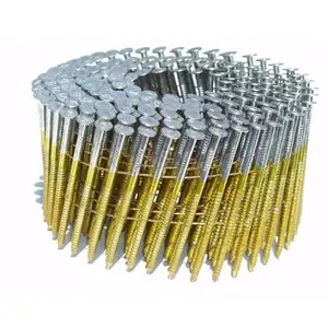 Galvanized Painted Coil Nail Flat Ring Coated Shank Spiral Smooth Screw Building Roofing Wire Coil Nails For Pallet