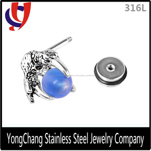 Alto pulido silver color medicado águila <span class=keywords><strong>de</strong></span> <span class=keywords><strong>acero</strong></span> forma <span class=keywords><strong>de</strong></span> cuentas pendientes <span class=keywords><strong>de</strong></span> perlas - Product Image 6