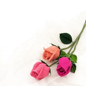 Saint Valentin Cadeau Décoration De Mariage À La Main Tige Rose Fleur Au Crochet - Product Image 3