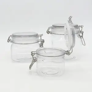 square airtight vaccum storage Jars with swing top flip lid