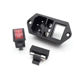 Soket Rocker dengan Soket dan Fuse AC-01C Tipe Sekrup Ac Power Inlet Soket Ac