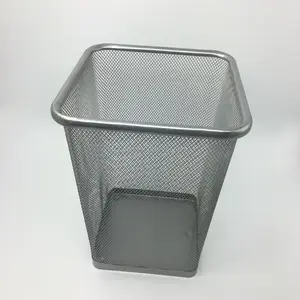 Cubo de basura, organizador de oficina papelera de almacenamiento de papel, cubo de basura cuadrado de malla F0137