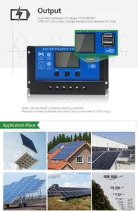 Contrôleur de charge solaire manuel Pwm, vente en gros, personnalisé, 12V, 24V, 36V, 48V, 10A, 20A, 30A, 50A, 100A