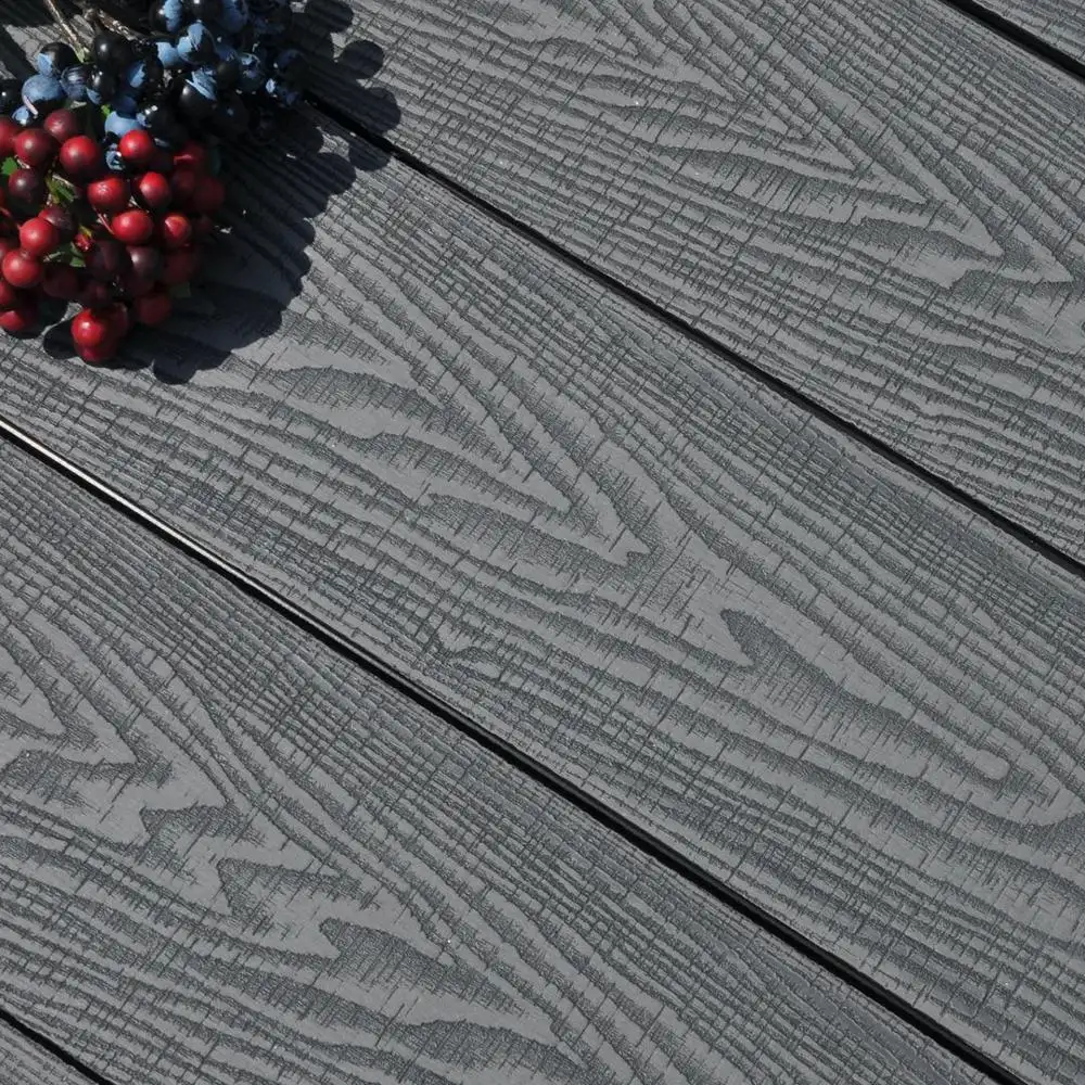 High Quality Black 3D Deep Embossed WPC Decking Poland