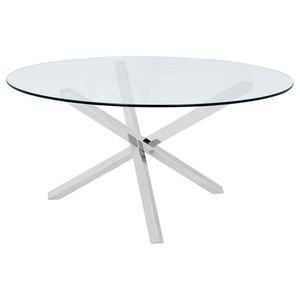 <span class=keywords><strong>Table</strong></span> basse ronde en verre trempé transparent avec pieds en métal chromé - Product Image 1