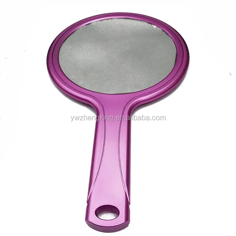 Nuovo disegno di stile 3 viso hand held plastica rotondo specchio cosmetico di alta qualità maniglia specchio per il trucco