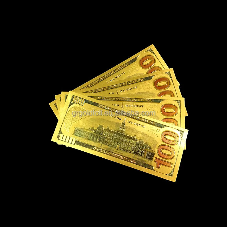 Regalo de la promoción de la venta caliente 100 dólar 24 K lámina de oro de billetes