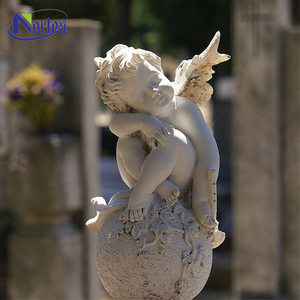 Statua di Angelo in Marmo Bianco Personalizzabile, Cupido Alato Scolpito a Mano per Interni ed Esterni, Giardini e Ville - Product Image 4