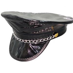 Cappello in Pelle Nera per Decorazioni Festa di Halloween, Cappello Ottagonale da Poliziotta per Cosplay Femminile - Product Image 1