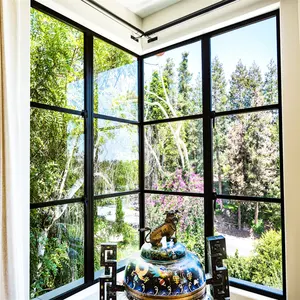 ล่าสุด Casement Window Designs เหล็กย่างหน้าต่างสีดำกระจกเหล็กกรอบกริด