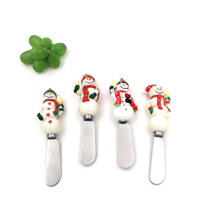 Scatola di colore di imballaggio Di Natale pupazzo di neve 4 pezzi di formaggio coltello coltello per il burro - Product Image 1