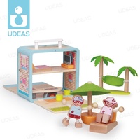 Caja de juguete de madera para manualidades, caja de herramientas de madera, casa de juego de rompecabezas