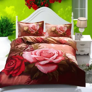 Оптовая продажа, дешевое постельное белье из микрофибры с 3D принтом, постельное белье с цветочным дизайном BS43