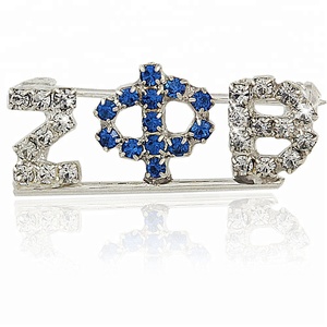 Spilla da donna in metallo alla moda, stile universitario, per club, blu reale e bianco, con cristalli, per membri della confraternita Zeta Phi Beta, gioiello commemorativo della vita universitaria - Product Image 3