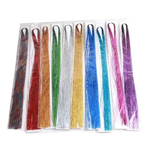 25packs/batch 22 "capelli sintetici piegati capelli colorati Bling capelli Tinsel Strand argento viola rosa oro blu dritto 1 filo