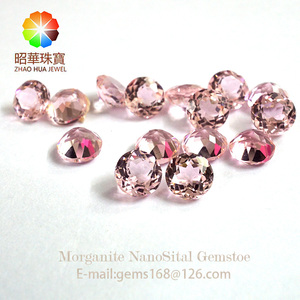 Rouleau de micro-<span class=keywords><strong>morganite</strong></span> noire, pierre précieuse synthétique à coupe ronde, nano sial rose - Product Image 3