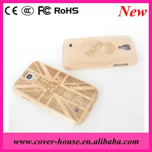 Good quality Split together USA flag carving pattern wooden cover Case for samsung galaxy S4 i9500