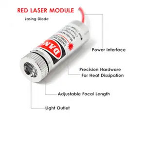 Placa de módulo de linha de diodos laser vermelhos 650nm 5mW Unidade de cabeça laser ajustável de foco 5V Lasermodul de grau industrial