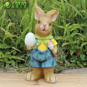 Easter Bunny Decor ฤดูใบไม้ผลิกระต่ายเรซิ่นรูปปั้น