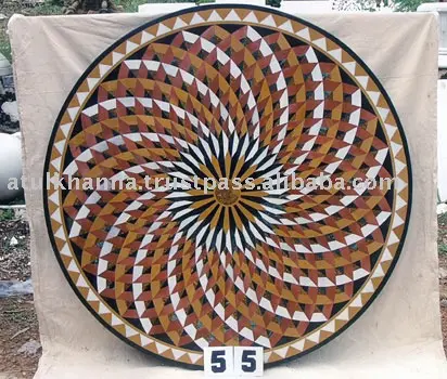 Mármol, chainmaille Byzantine, mesa de mosaico patrón de mesa
