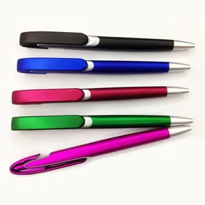 blue click ballpoint pen customized logo advertising promotional plastic pen