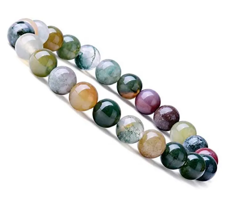 Bracelet en perles naturelles extensibles, pierre d'énergie, jaspe indien de 8mm, perles élastiques, puissance de guérison, livraison gratuite