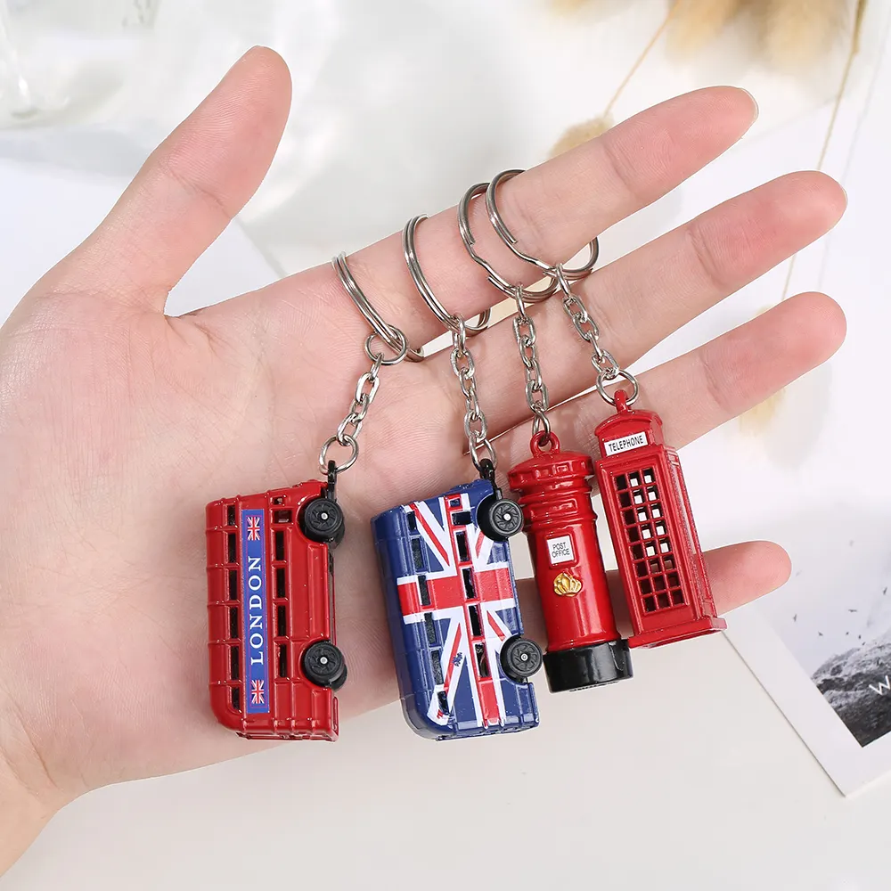 London Merah & Biru Organizer Kunci Bus Kotak Surat Gantungan Kunci Gantungan Kunci Gantungan Kunci Souvenir Hadiah untuk Pria Gantungan Kunci Gantungan Kunci Keyring