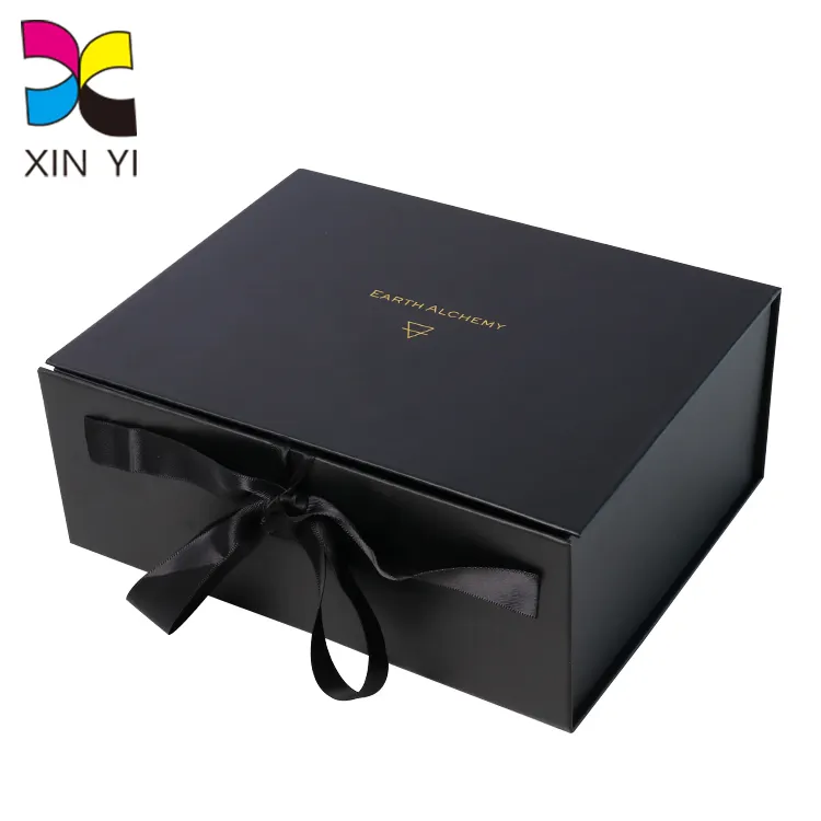 Luxury Magnetic Wine Paper Packaging Gift Box with Silk Ribbon Handle