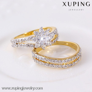 11387 <span class=keywords><strong>xuping</strong></span> 2 pièces/ensemble Anneaux de couple multicolores en or Nouveau modèle Bague de mariage Bijoux - Product Image 5