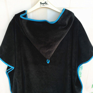 100% di cotone <span class=keywords><strong>turchese</strong></span> con cappuccio asciugamano Poncho compresso monouso telo mare per adulti con stile tropicale - Product Image 5