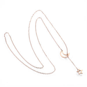 2022 Offre Spéciale 70cm collier lariat lune et étoile en acier inoxydable doré pour <span class=keywords><strong>femme</strong></span> - Product Image 2