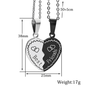 Zhongzhe fábrica joyería de moda collar clásico de acero inoxidable mejor amigo <span class=keywords><strong>amante</strong></span> collares colgante conjunto para amigos - Product Image 4