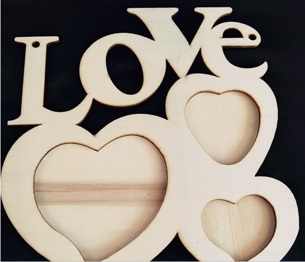 Diy Hollow Love Frame Wooden Letters 3 Photos Picture Frame White Base Art DIY Family Photo FrameためHome Decora